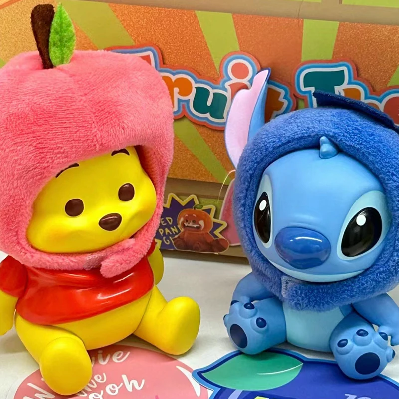 MINISO Disney Action Figure Toys Dolls Fruit Headwear Alien Lotso Stitch Winnie Dale Chip Red Panda Mei Christmas Gifts for Kids