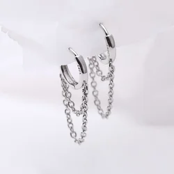 Orecchini a cerchio con nappa a doppio strato in argento Sterling 925 per donne in popolari gioielli di moda da donna in stile freddo