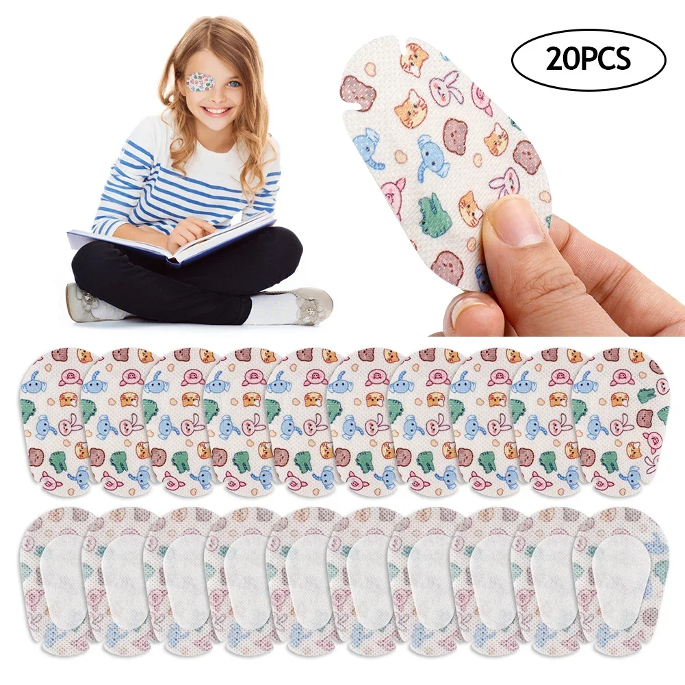 Lazy Eye 20/60pcs Cute Adhesive Eye Patches Bandage with 3 Different Designs for Kids Girls Boys for Amblyopia