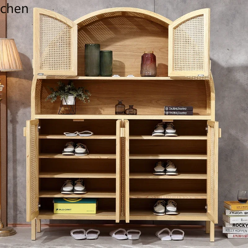 TQH-c13  leisure foyer folio with door real rattan woven solid wood complete storage household storage cabinet