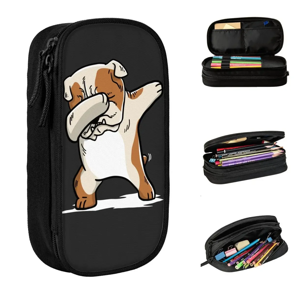 

Классический английский бульдог, забавные пеналы, пенал для ручек для девочек и мальчиков, большая сумка для хранения, офисные подарки, канцелярские принадлежности