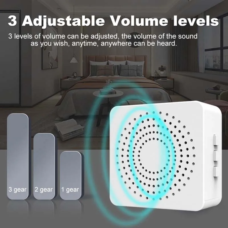 Smart Home Wireless Doorbell Safety Protection 38 Ringtones 3 Volume Remote Controller USB Smart Door Bell Chime