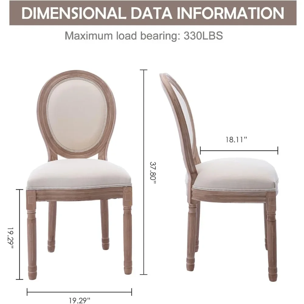 Country Dining Vintage Louis Chairs with Curved Backrest and Beautifully Carved Solid Wood Frame