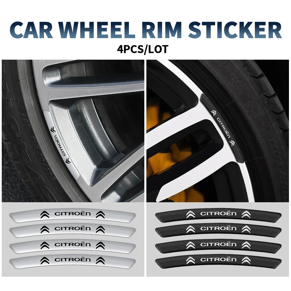 4PCS Aluminium Custom Car Wheel Rim Stickers Decals Decoration For CITROEN C1 C2 C3 C4 C4L C6 C5 VTS C-ELYSEE Auto Accessories