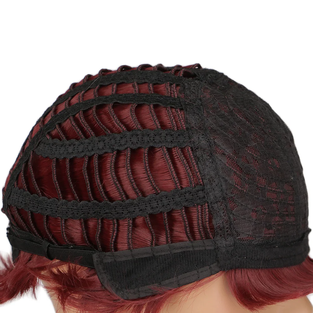 SuQ Pixie Cut Perücke Layered Cut Haar Für Frauen Wein rot frauen Kurze Haare Schwarz African Synthetische Cosplay Dance partei Lockige Perücken