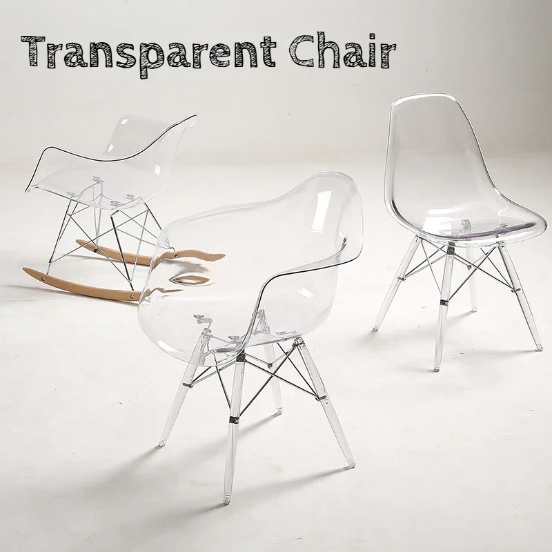 Nordic Transparent Dining Chairs Minimalism Chairs for Living Room Creative Portable Chair Modern Armchairs Home Furniture