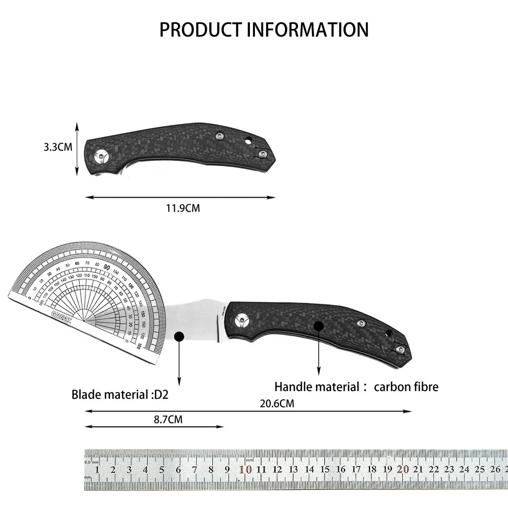 C241 كابارا التكتيكية جيب سكين للفرد D2 شفرة ألياف الكربون مقبض التخييم بقاء الصيد السكاكين لأدوات EDC في الهواء الطلق