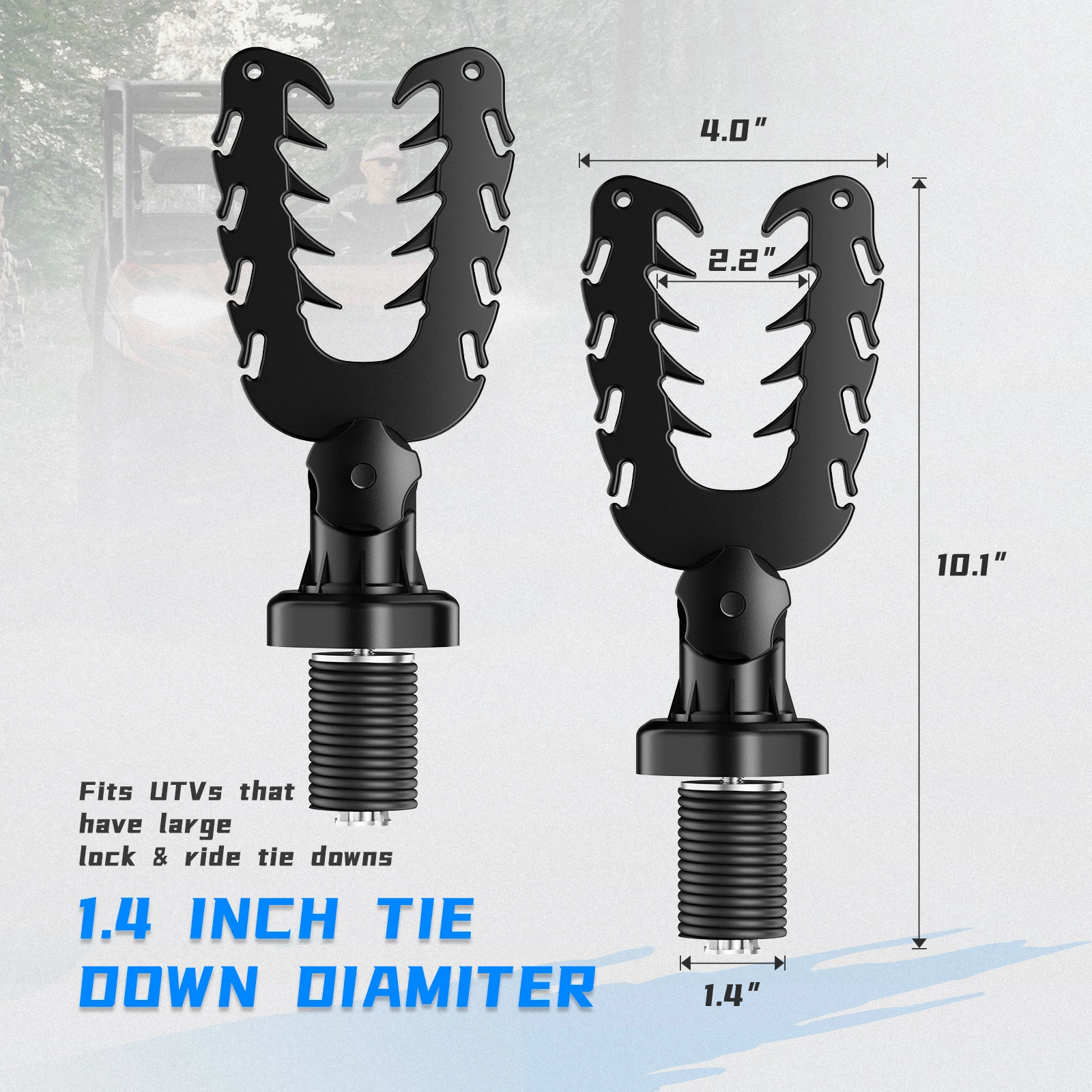 UTV Bow Rackผู้ถือเดี่ยวHandlebar Cushioned Rack ATV Tie Down Anchorsใช้งานร่วมกับPolaris Rangerการถ่ายภาพทั่วไปV-Grip