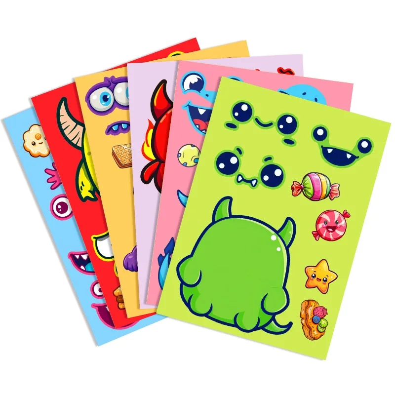 Autocollants décoratifs Graffiti créatifs, 6 pièces, personnalité de dessin animé, petit monstre, bricolage, changement de visage