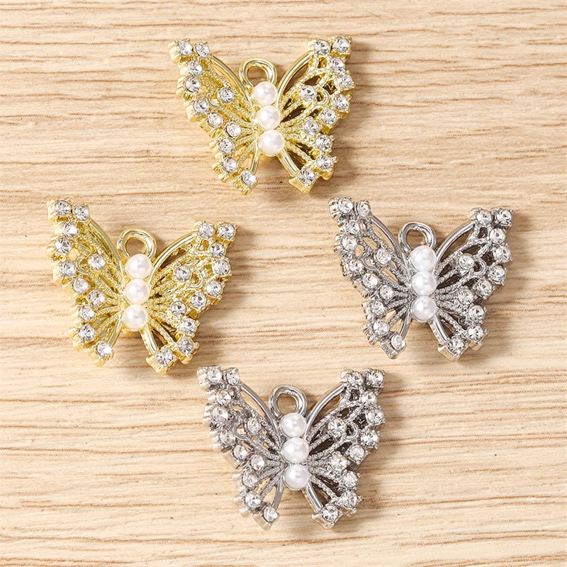 5 Stück Niedliche Kristall-Metall-Schmetterlings-Anhänger für die Herstellung von Ohrringen, Halsketten, Armbändern, DIY-Bastelarbeiten und Schmuckzubehör – Detail 4