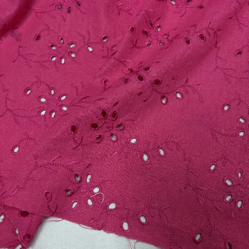 Embroidered Floral Linen Cotton Fabric Rose Pink Hollow Out Design Heavy Craftsmanship DIY Material Blouse Dress Fashion Design view 4