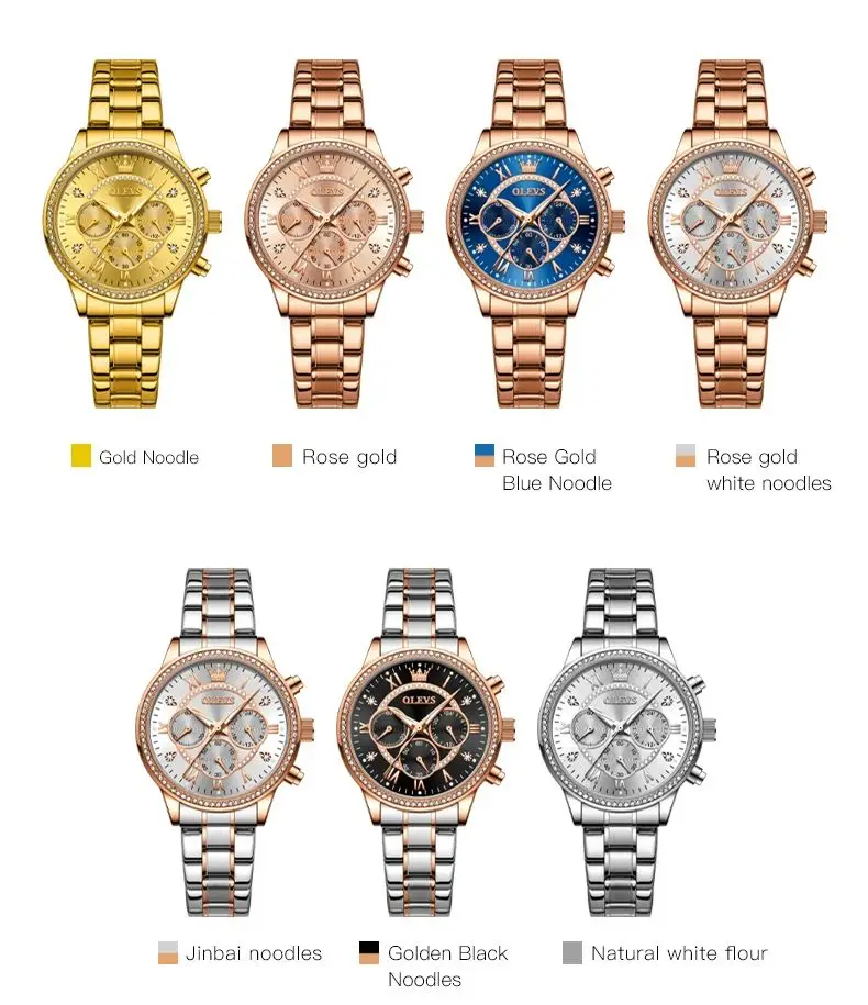 OLEVS-reloj de cuarzo de lujo para mujer, cronógrafo de escala romana, reloj de pulsera de acero inoxidable, TY715