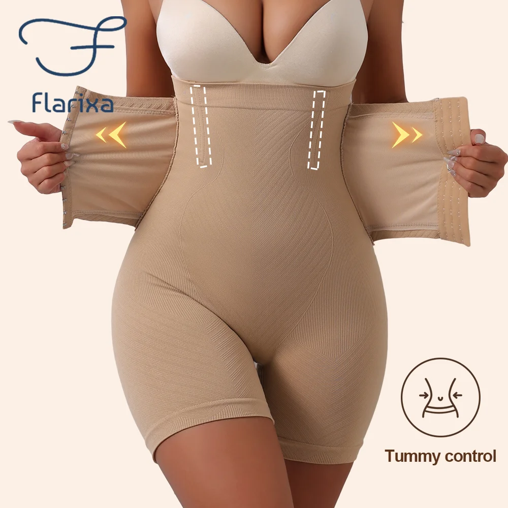 Flarixa Women High-Waisted Strong Tummy Control Panties With Hook-And-Eye Closure Shaperwear Waist Trainer Girdle Panty