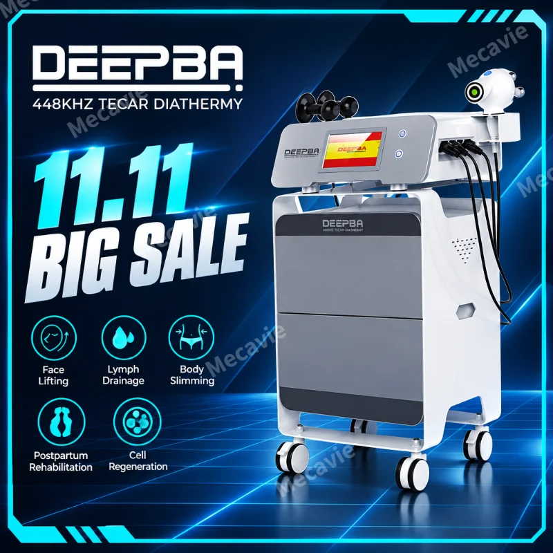 DEEPBA 448KHz Deep Fever Master RET CAT 3-RF Diathermy Therapy Machine Salon Body Slimming Pain Relief Skin Lifting SPA