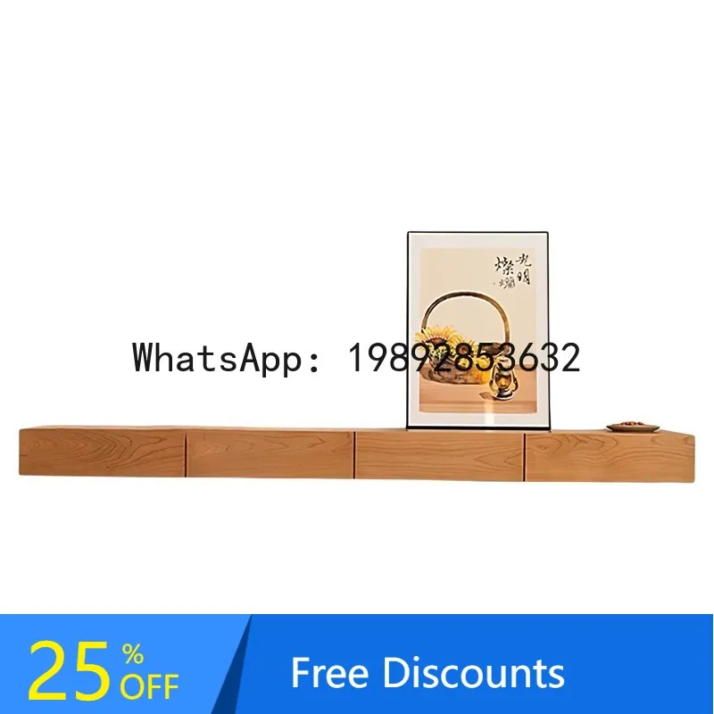 

YFY Solid Wood TV Cabinet Living Room Wall-Mounted Floating Cabinet Hotel Homestay Natural Wood Minimalist Small Apartment