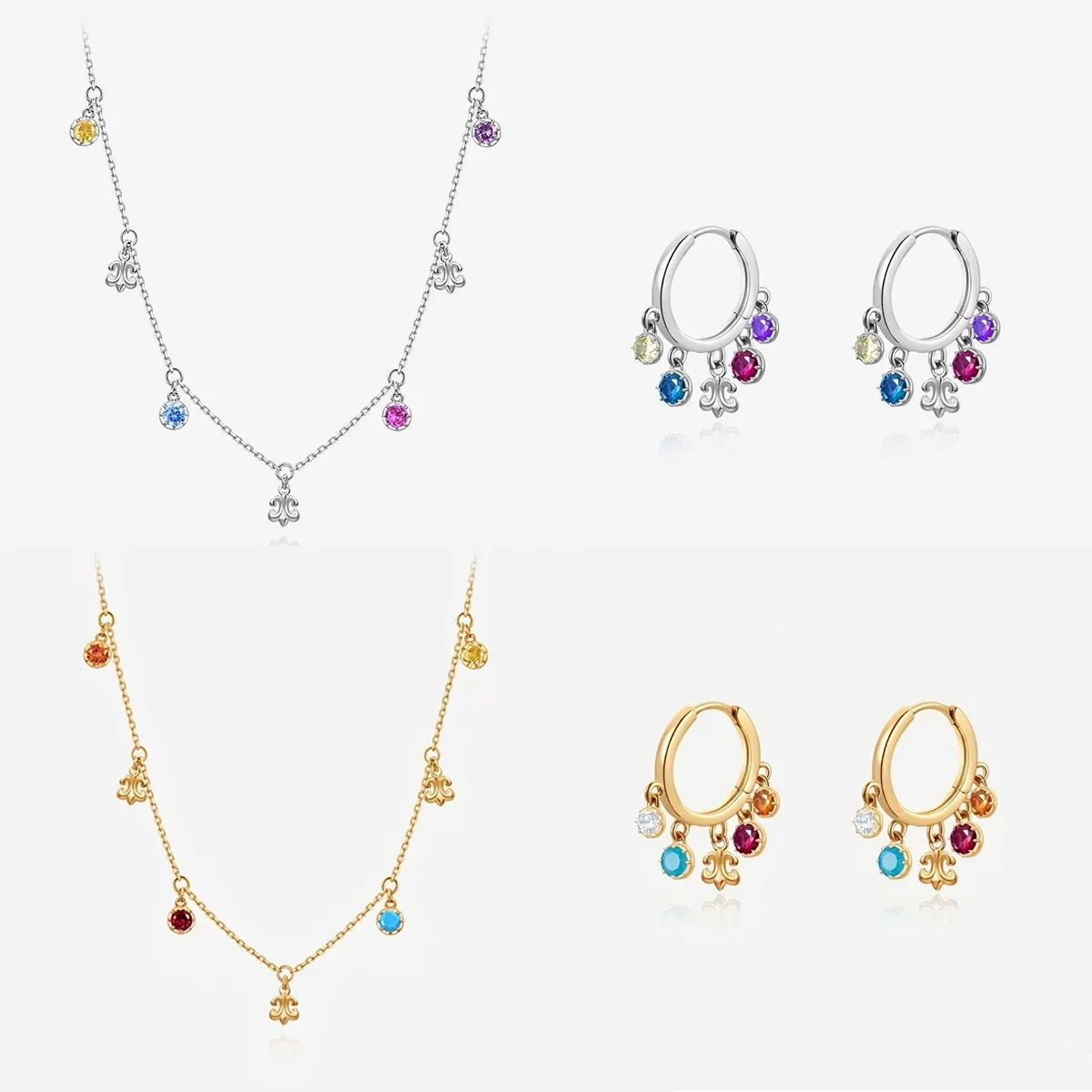 Iris Starry Light Luxury Temperament Versatile Gold Iris Necklace Dopamine Colorful Treasure Iris Earrings For Women view 3