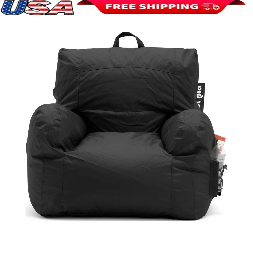 

Durable Bean Bag Chair Kids Teens Comfortable Seating with Side Pocket and Drink Holder Ideal Playrooms and Dorms