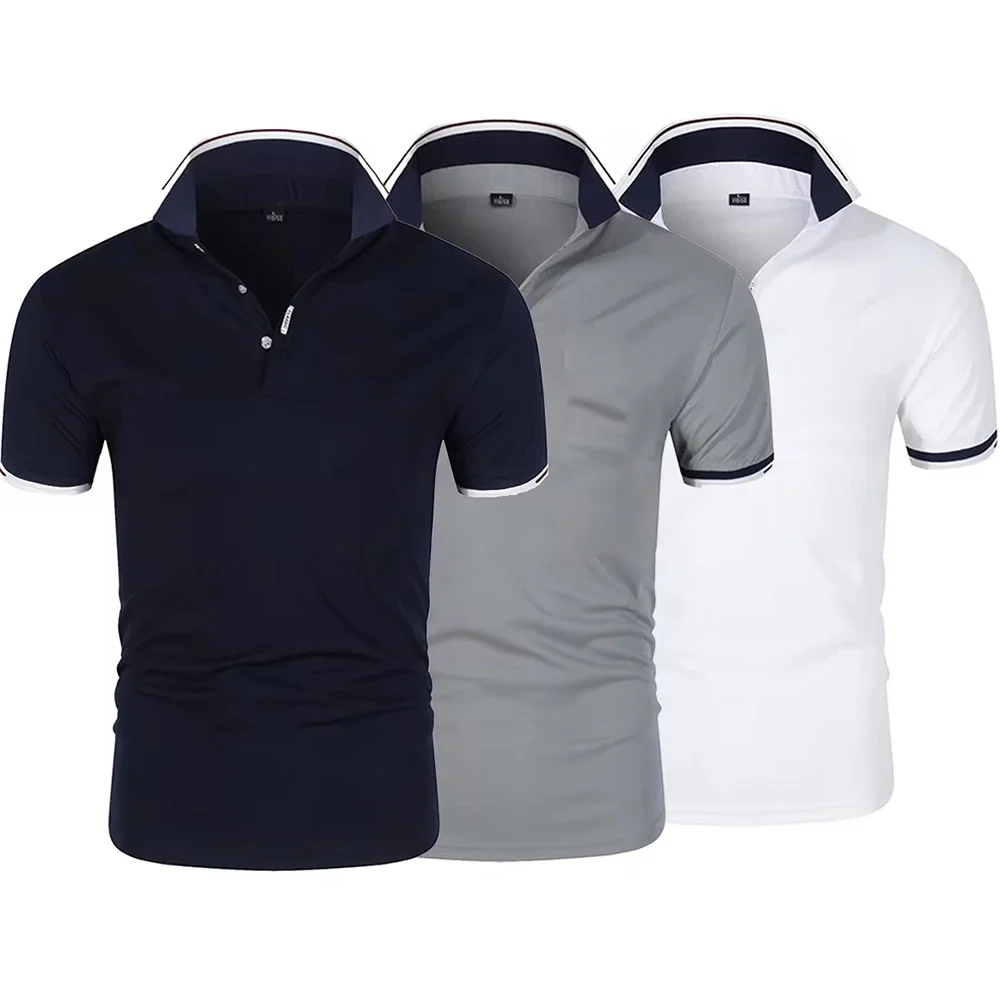 

Summer 2025 new men's short-sleeved POLO shirt, fashionable outdoor solid-color golf wear, street men's casual lapel top