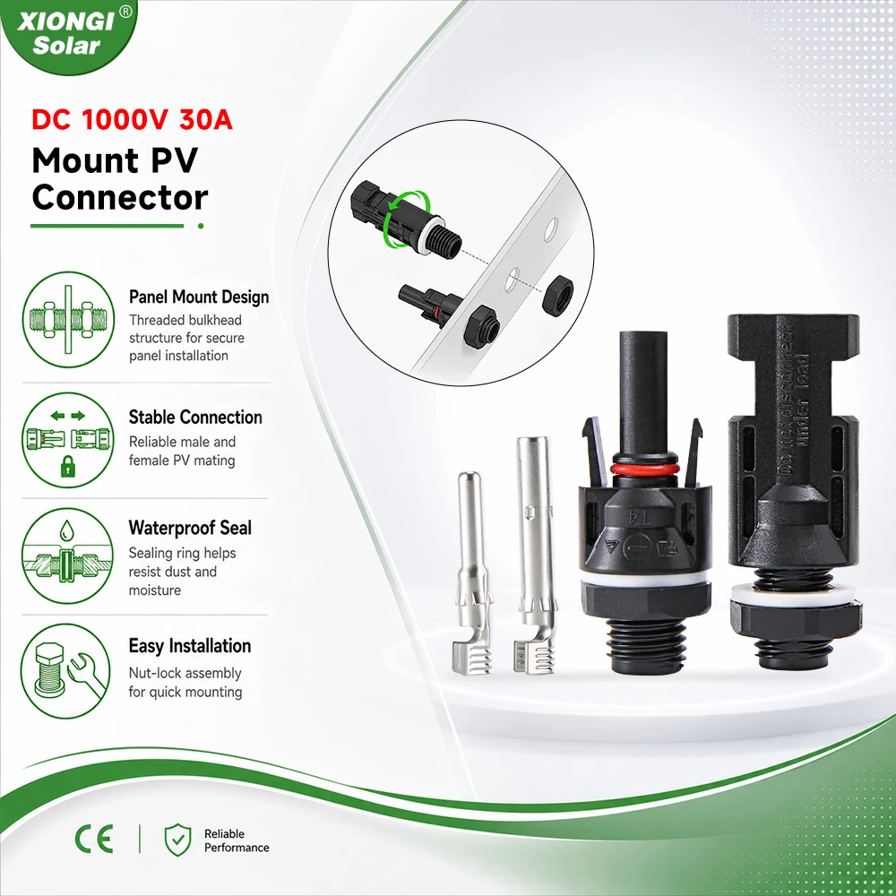 Solar PV 1000V Connector for Solar Panel Mount and Inverter Panel Solar Connector Solar Coupler IP67