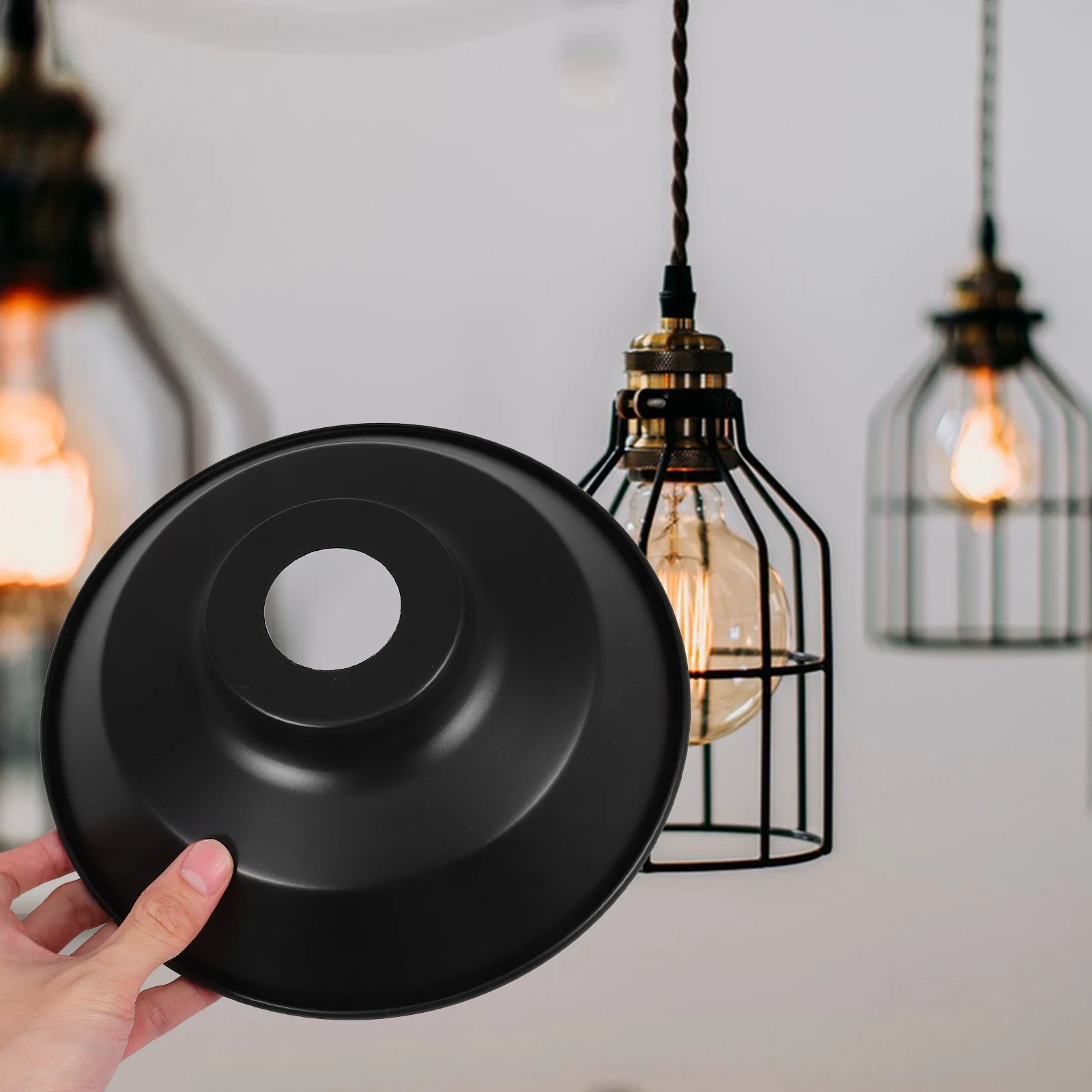 

Wrought Iron Lamp Shade Black Vintage Single Head Industrial Pendant Light Fixture Replacement Small Shades Table Lamps Metal