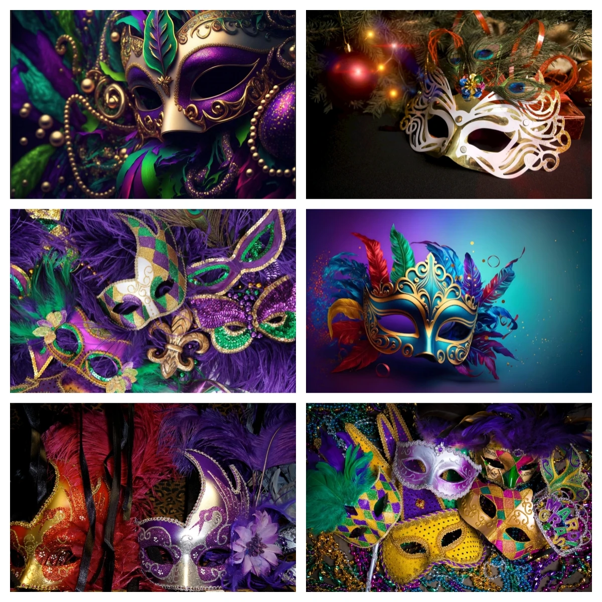 Fondo de fotografía para Fiesta de mascarada, telón de cuentas doradas y verdes púrpuras para Fiesta de carnaval, Fiesta de Mardi Gras, cabina de fotos de baile, accesorios de decoración
