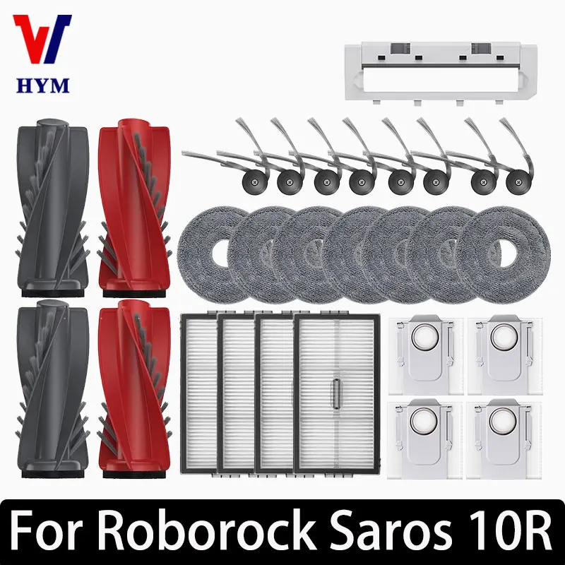 For Roborock Saros 10R Accessories Main Side Brush HEPA Filter Mop Bags  Robot Vacuum Cleaner  Spare Parts
