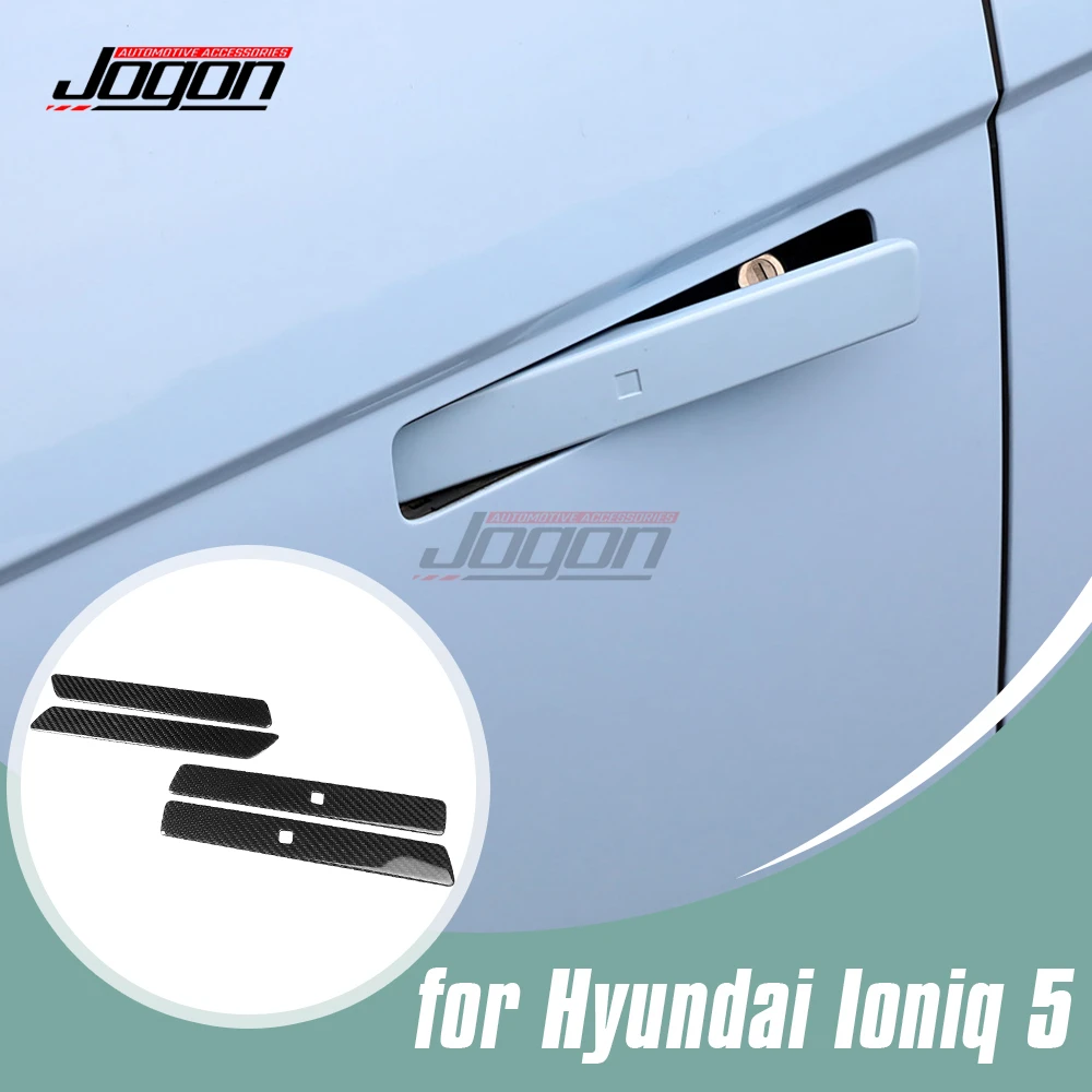 

4 шт., наружная боковая дверная ручка автомобиля из углеродного волокна, рамка, наклейка, отделка, автомобильные аксессуары для Hyundai Ioniq 5 NE 5 N SE 2022-2025