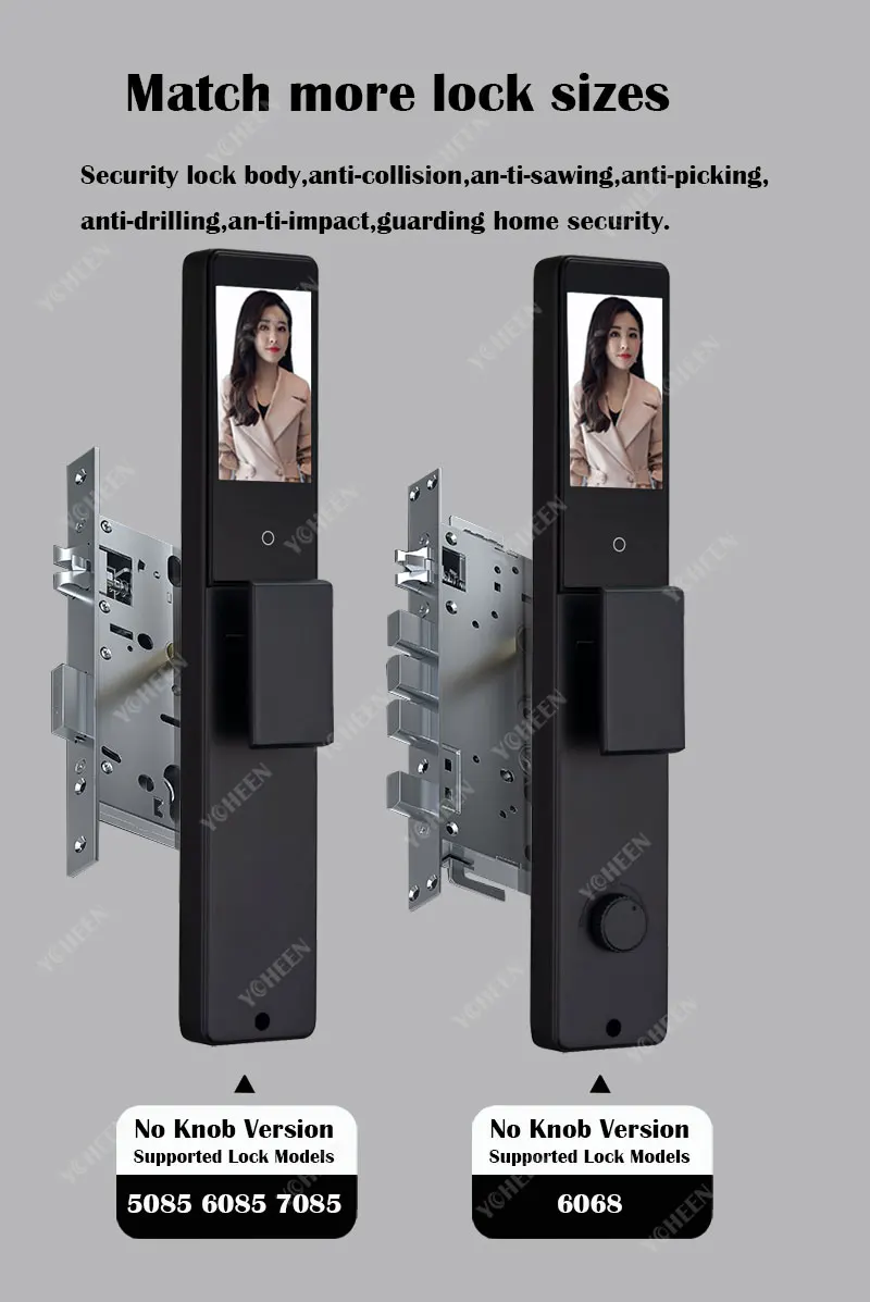 Proactive Unlocking Lock Door Voice Intercom Tuya Wifi App Full-automatic Face Fingerprint 6068 6085 Mortise Electronic Lock