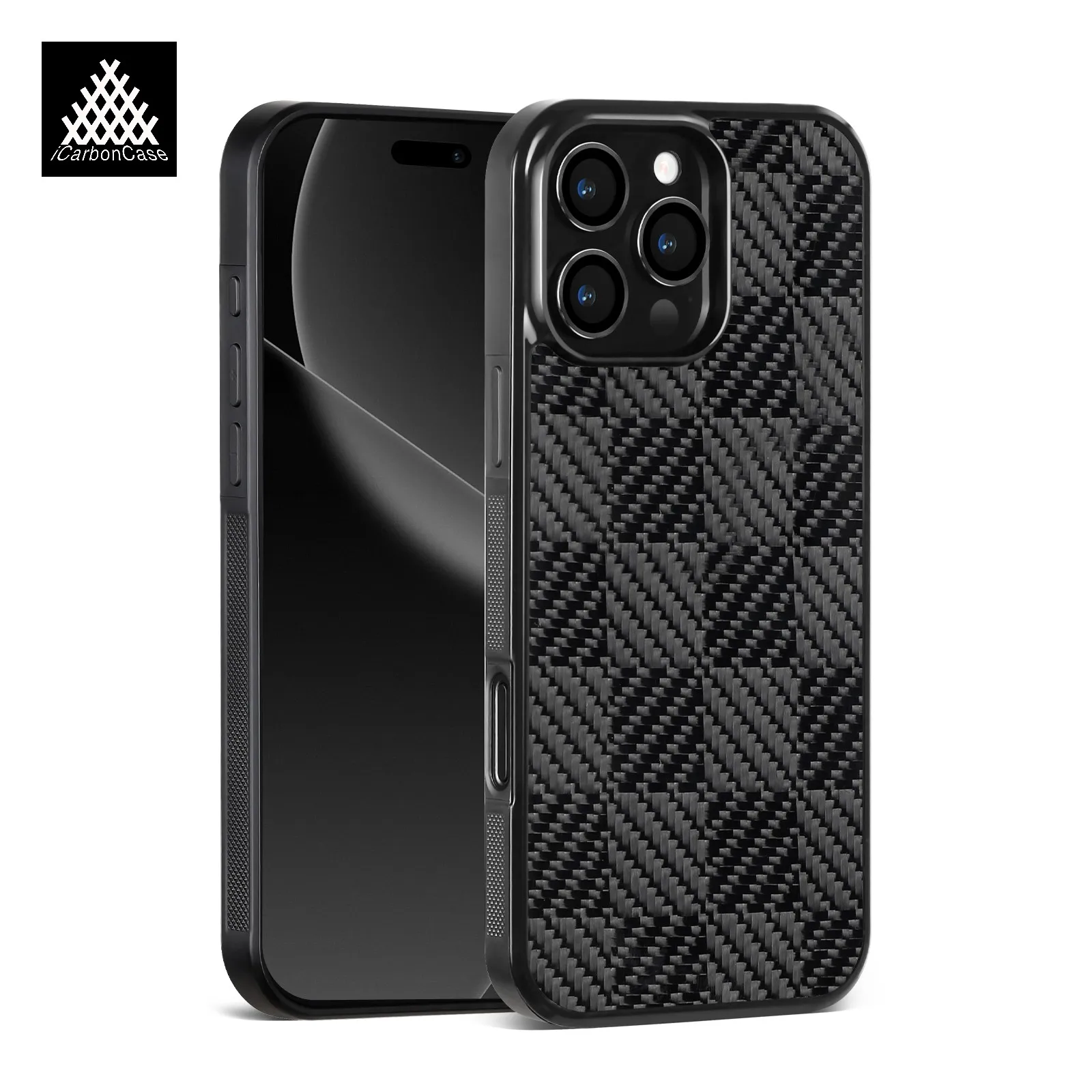 

Magnetic Twill Woven Square Real Carbon Fiber Full Coverage Case for iPhone 16 15 14 13 12 11 Pro Max 14+ 15+ 16+ with Magsafe