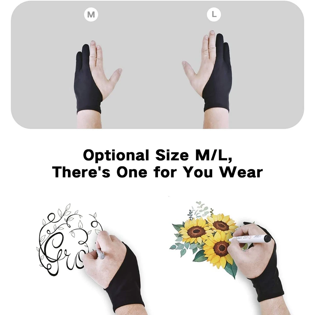 Two Finger Artist Glove 6PCS, Anti Smudge Drawing Glove for Graphic Tablet Painting Sketching Good (Medium)