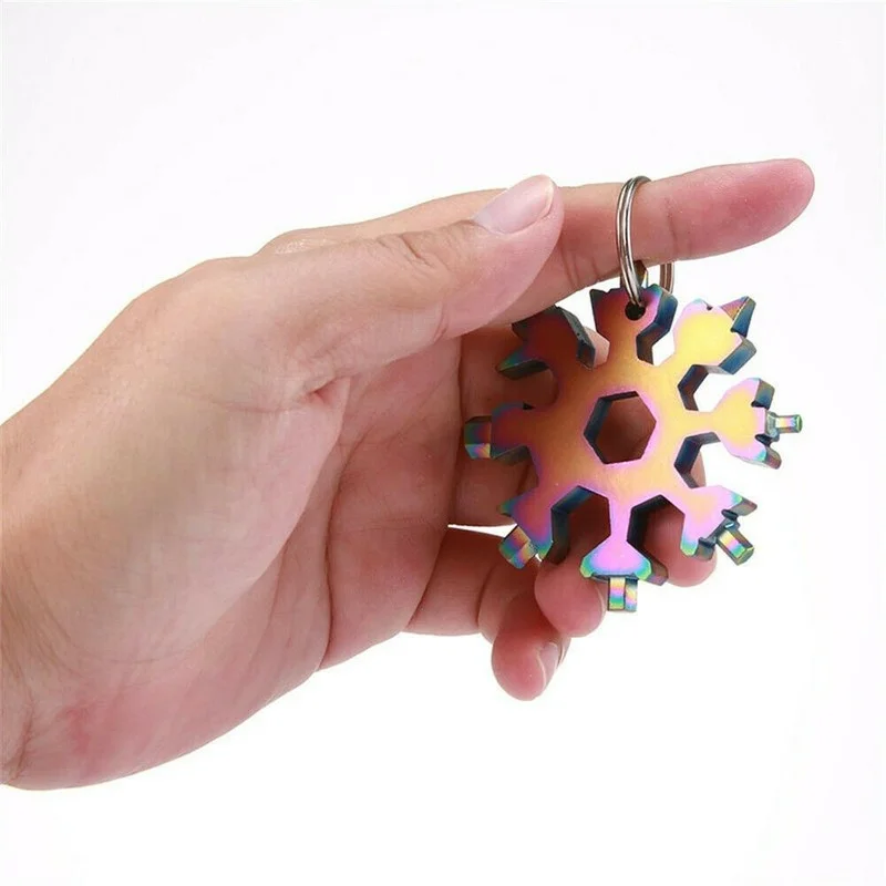 18-In-1 Rvs Sneeuwvlokken Multi-Tool Herramienta 18 Nl 1 Multifunctionele Tool Copo De Nieve llave Multiusos