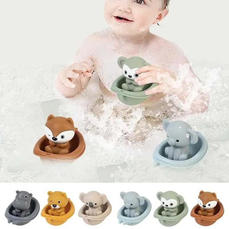 Stackable Bath Boats Toy 6X Floating Bathtub Bath Toy For Babies Eco-Friendly Babies Bathtub Bath Toy For Preschool Boys Girls