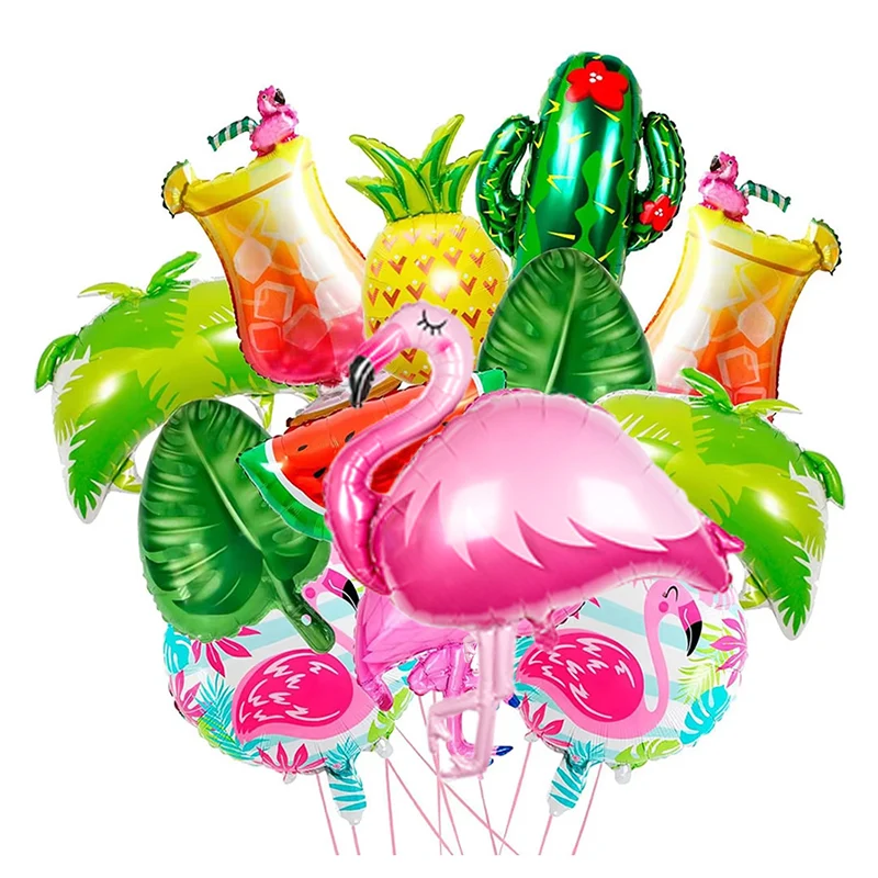 Украшения для гавайской вечеринки, воздушные шары Aloha, пальма, фламинго, ананас, кокосовые шары с кактусами, летние товары для пляжной вечеринки