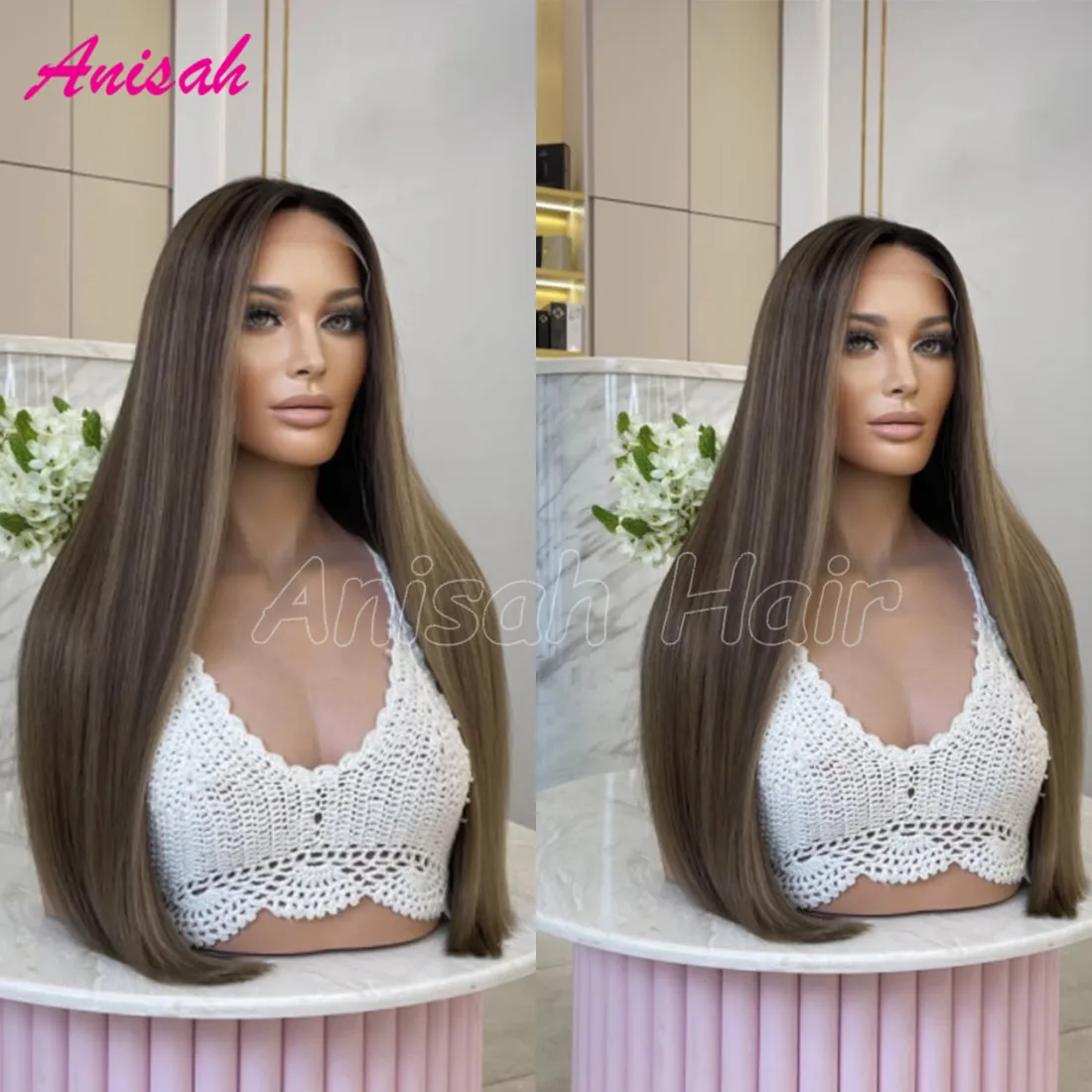 

Brazilian Virgin Hair Highlight Bone Straight 13X4 13X6 Lace Front Human Hair Wig Glueless Lace Closure Wig Human Hair For Women