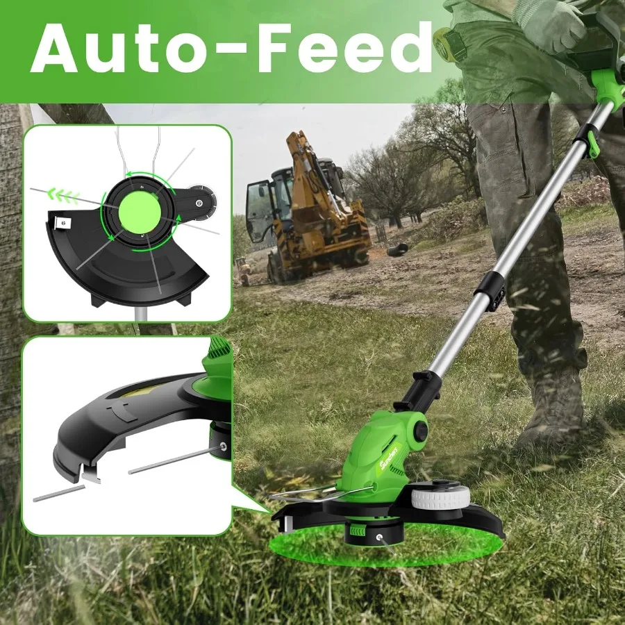 ماكينة تشذيب سلسلة لاسلكية 20 فولت 12 مع بطاريتين × 4.0 أمبير في الساعة وشاحن ماكينة تشذيب العشب الكهربائية التي تعمل بالبطارية للفناء والحديقة #6