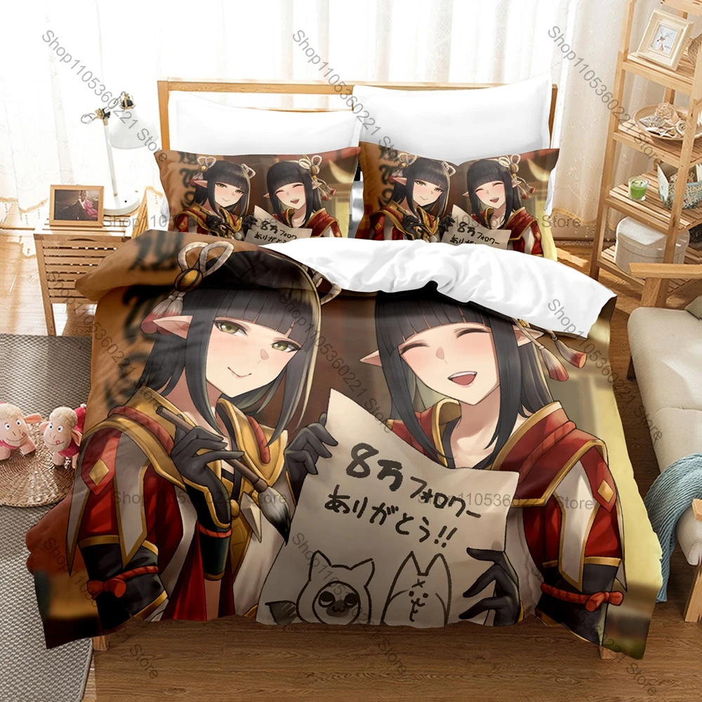 Hinoa Minoto Bedding Set Duvet Cover + 2 Pillowcases Monster Hunter Rise Twin Sisters 2026 Anime Bedroom Decor