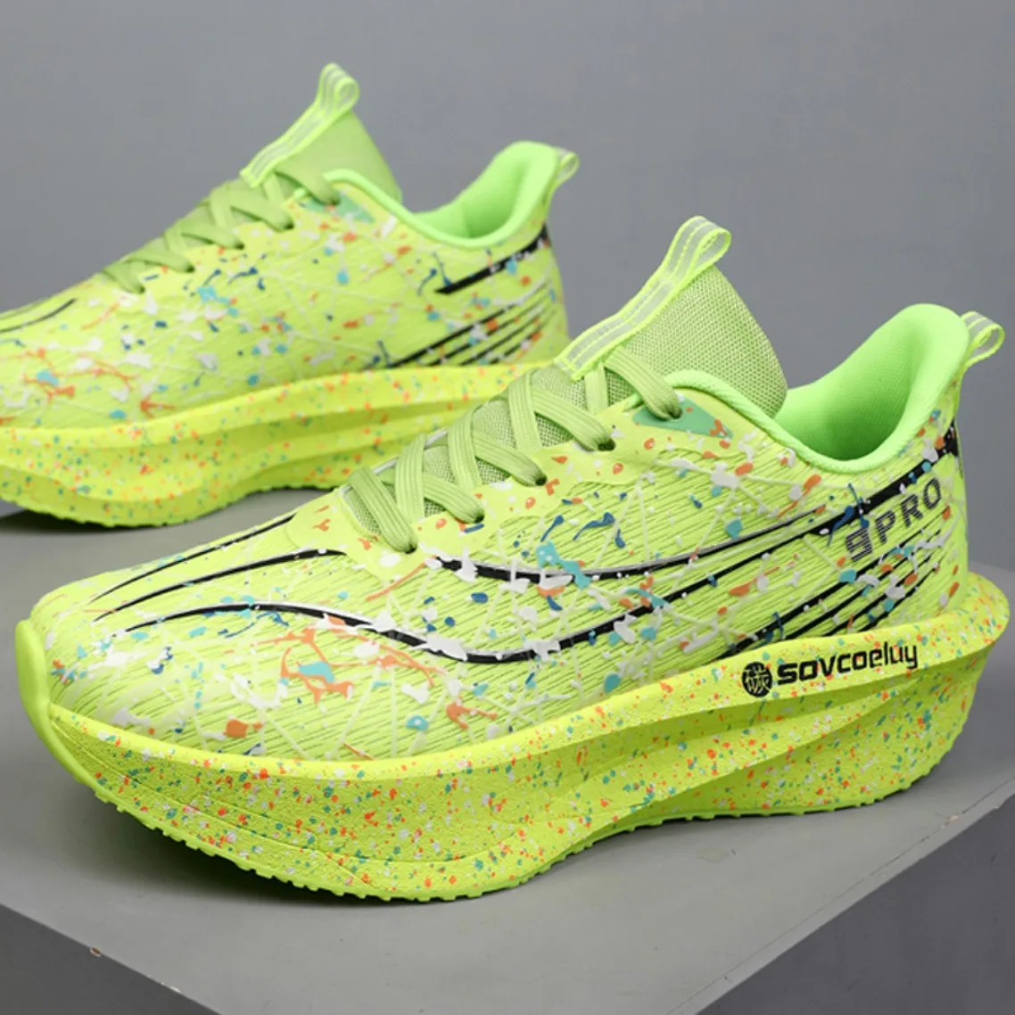 Men Running Shoes Carbon Plate Marathon Sports Breathable Lightweight Comfortable Nonslip Athletic Sneakers Women