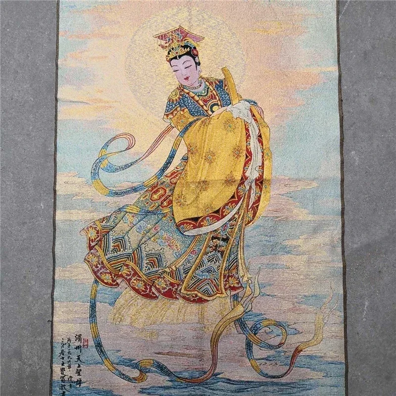 Tapestry Tangka shows the portrait of Mazu, the goddess of heaven in Meizhou
