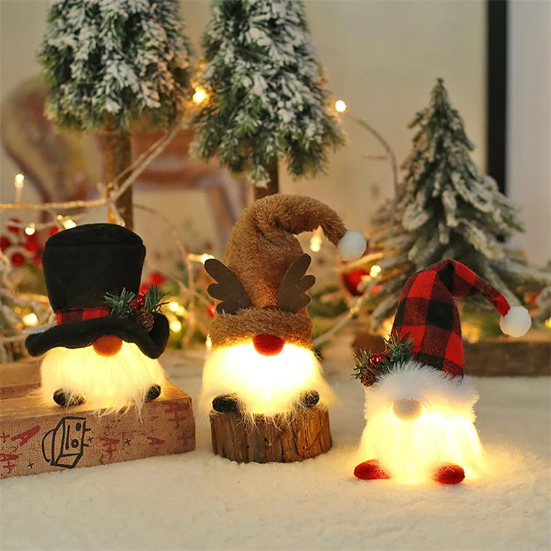 Cute Christmas Faceless Doll Luminous Santa Claus Gnome Dwarf Plush Toy Party Decoration Christmas Tree Ornaments Creative Gifts