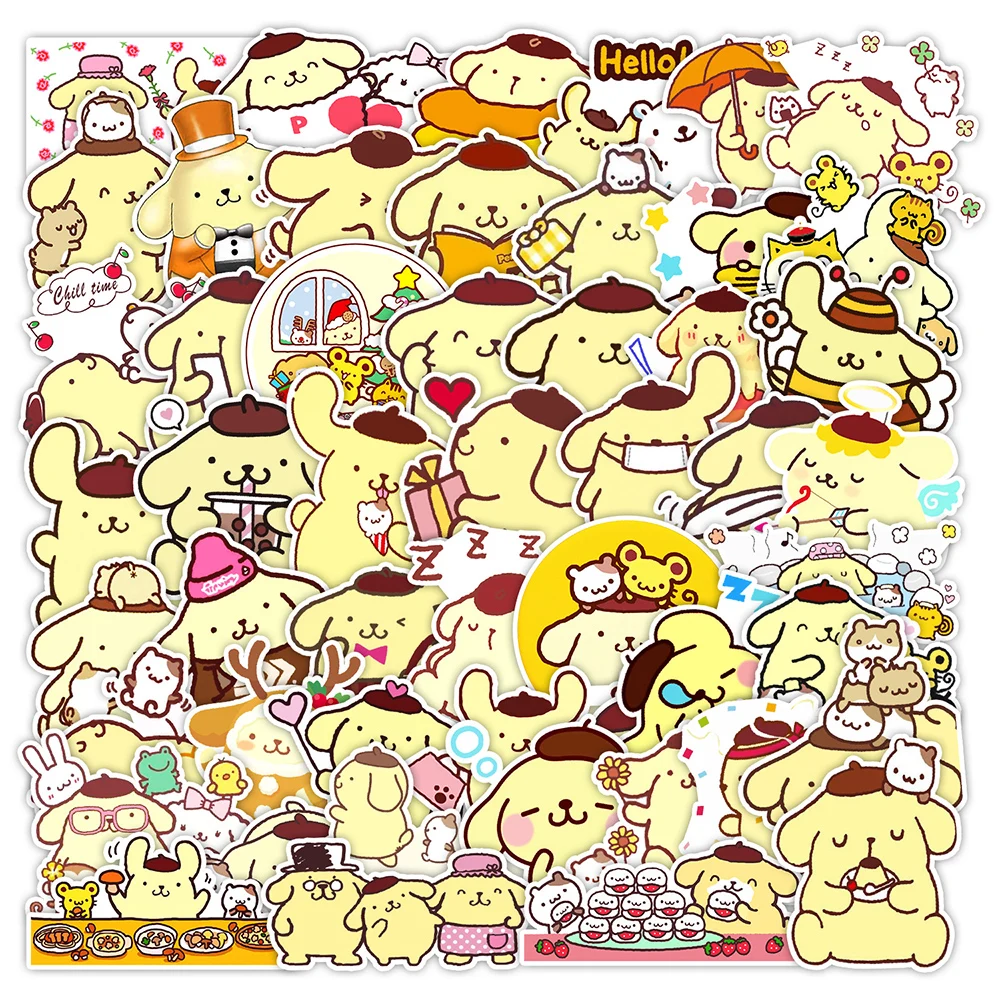 

10/30/50pcs Pompom Purin Sanrio Anime Stickers Girls Graffiti Decal Laptop Notebook Suitcase Bike Sanrio Sticker for Kids Toys