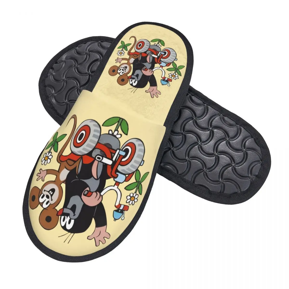 Custom Print Women The Little Mole House Slippers Cozy Warm Cute Cartoon Memory Foam Fluffy Slipper Indoor Outdoor Shoes