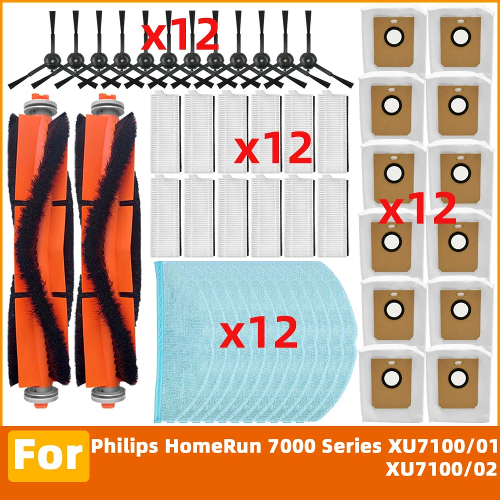 

Compatible For Philips Homerun Serie 7000 XU7100 / 01 XU7100 / 02 Main Side Brush HEPA Filter Mop Cloth Dust Bag Accessories