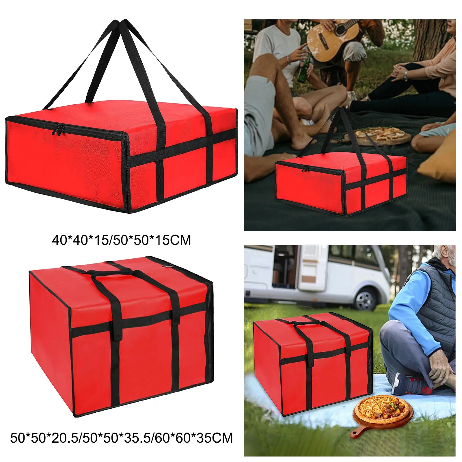 Pizza Carrier Insulated Bag Food Bag Multifunctional Grocery Shopping Bag Fresh for Outdoor Picnic Reception Lunch Pool Parties