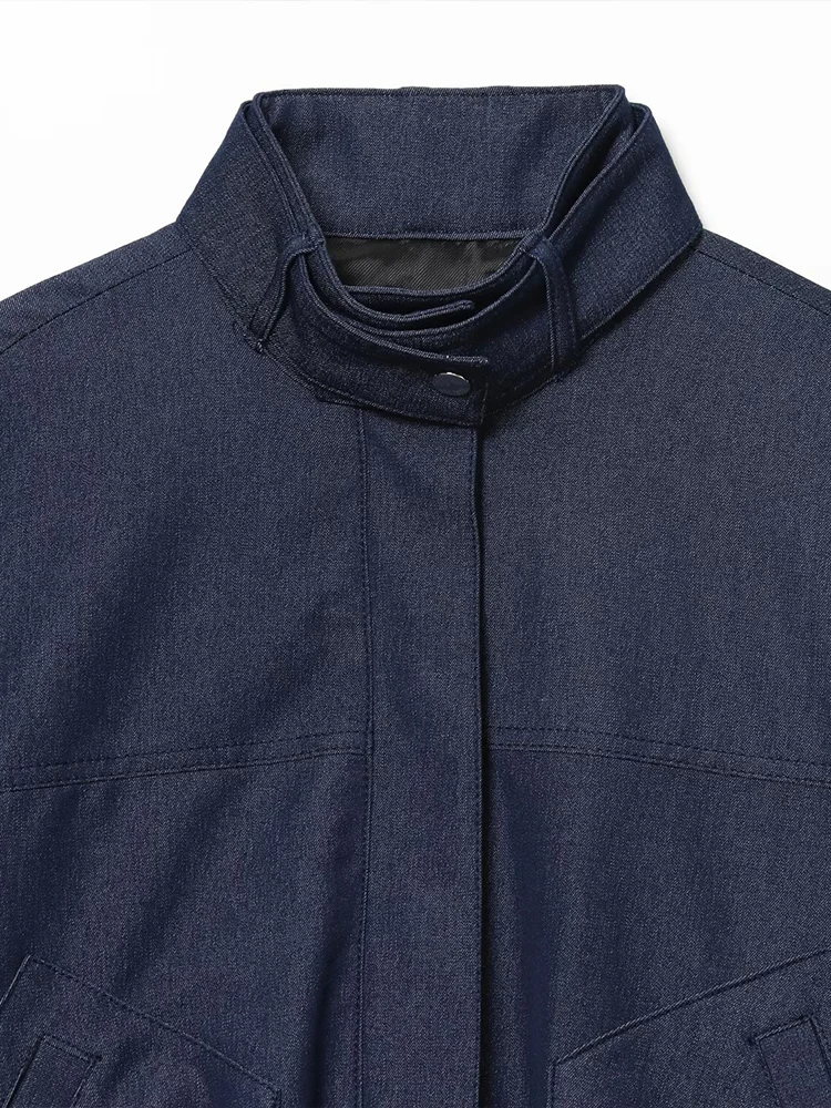 النمط الأوروبي والأمريكي 2025 الشتاء الوافدين الجدد الملابس النسائية متعددة الاستخدامات عارضة الوقوف طوق منفذها سترة #3