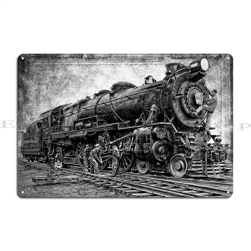 قاطرة بخارية عتيقة، قاطرة فحم قديمة، رقم. 3863 بوصة لإصلاح لوحات الحانة المعدنية لتصميم ملصق تسجيل القصدير المخصص