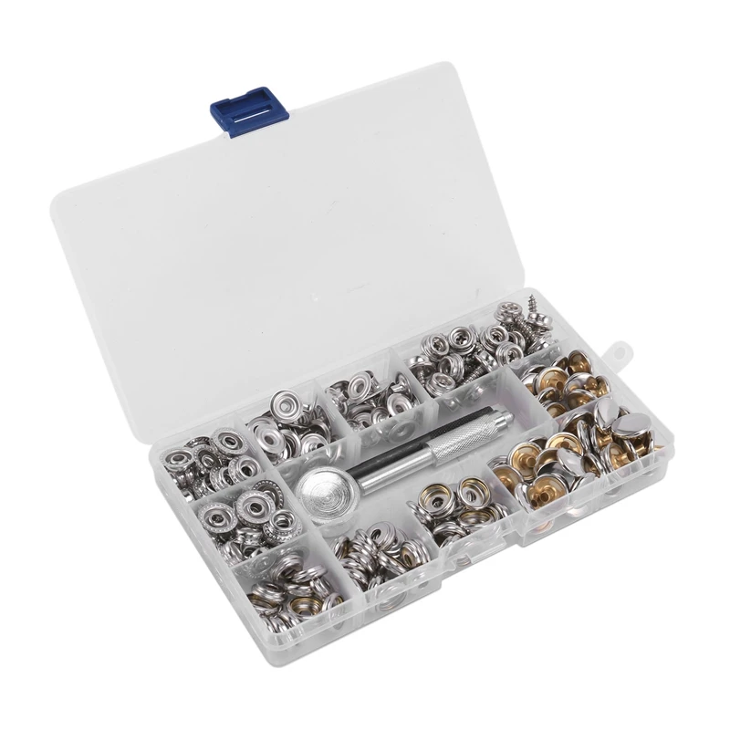 

228 Piece Canvas - Marine Grade Stainless Steel For DIY Repair - Complete With Hole Punch And Setting Tools