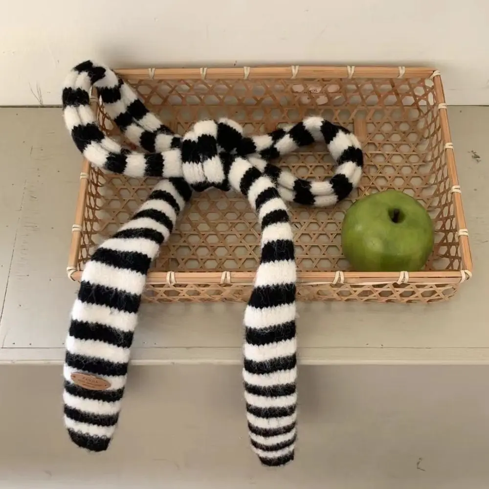 

Harajuku Black Grey Stripe Women Long Scarves Cotton Knitted Decorative Neckerchief Warm Neck Slim Thin Scarf Fashion Streetwear