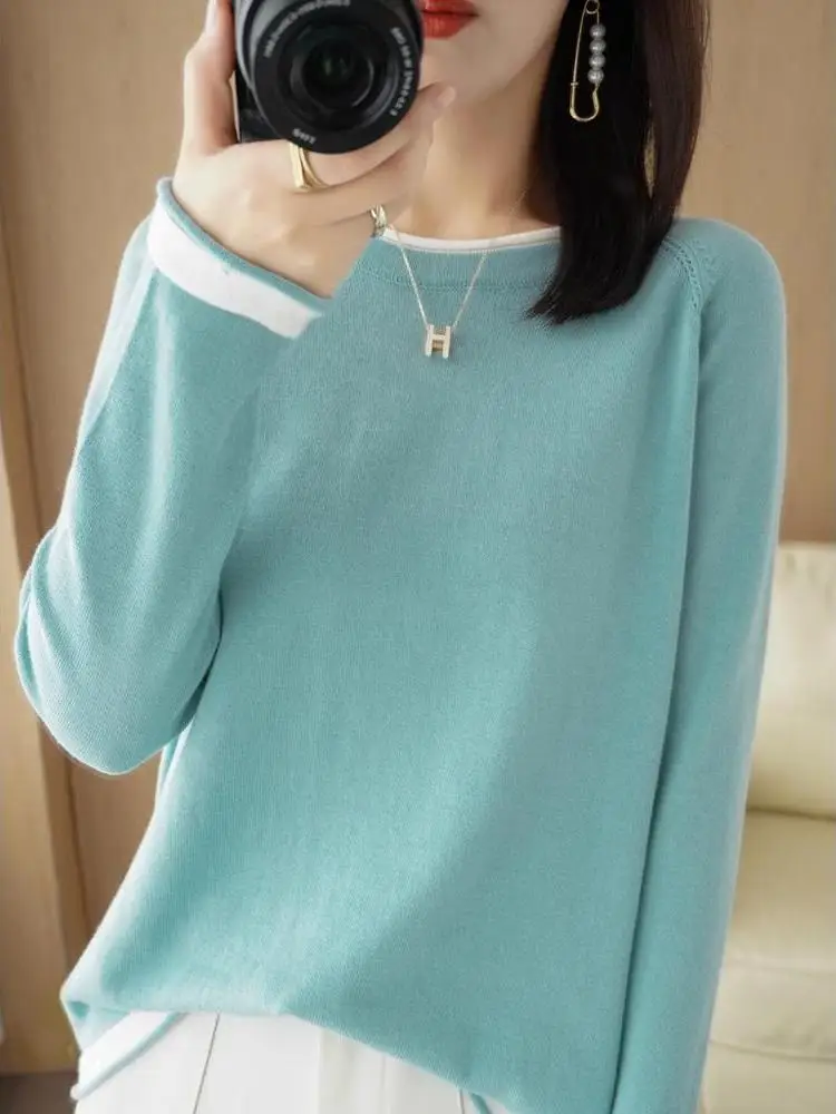 

Осень-зима, женская свободная длинная хлопковая трикотажная футболка для похудения, универсальная внутренняя одежда, удобная мягкая хлопковая футболка