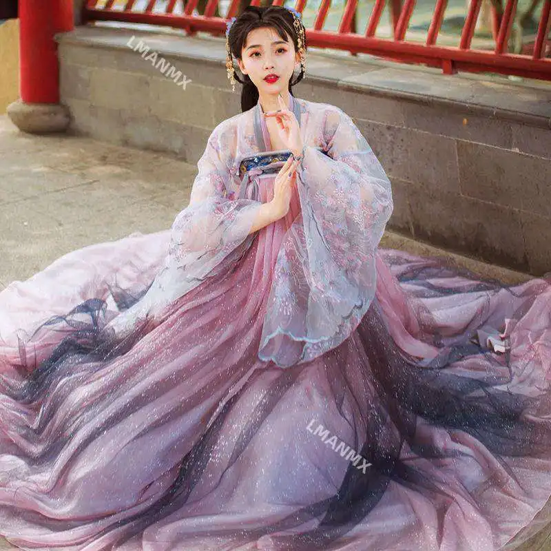 

2023 Traditional Women Flower Hanfu Dress Ancient Chinese Costume Beautiful Dance Hanfu Originale Princess Tang Dynasty Robe