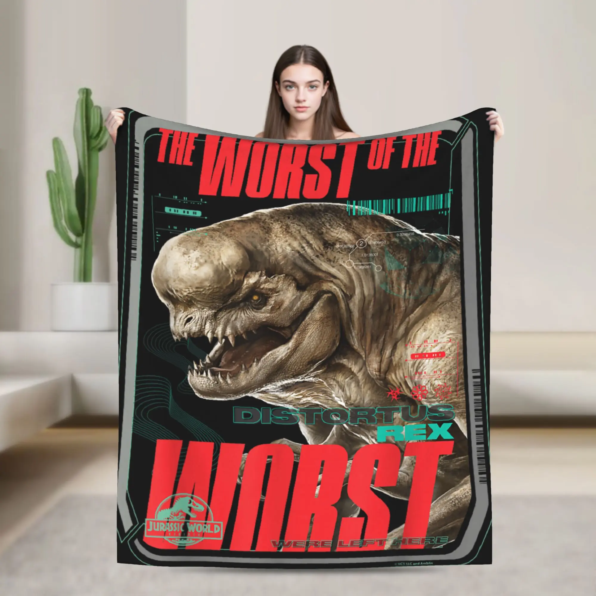 

Jurassic World Rebirth Distortus Rex Worst of The Worst Flannel Blanket Warm Bedding Throws for Home Decor Bedspread Sofa Cover